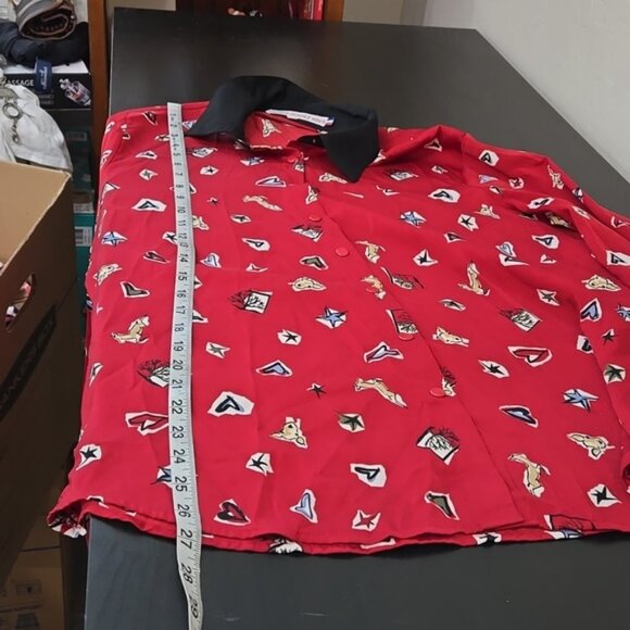 French Rendez Vous Scarlet Print Red Double Cuffs Fun Dear Print Plus Size 16 - Picture 10 of 10